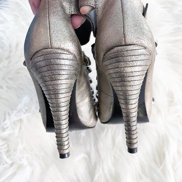 Elizabeth and James Luella Metallic Pewter Heeled Sandals - Picture 4 of 7